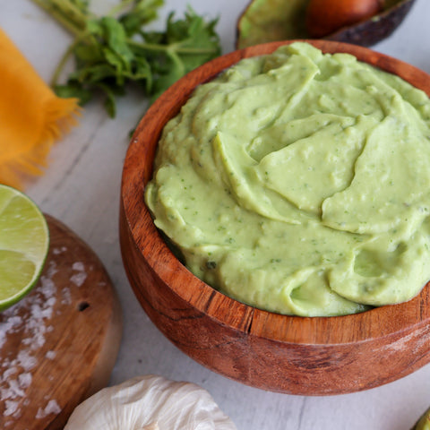 Avocado Crema with Garlic Olive Oil