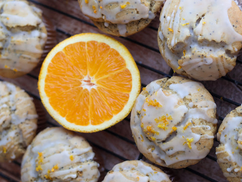 Orange Poppyseed Muffins with Orange Infused Olive Oil