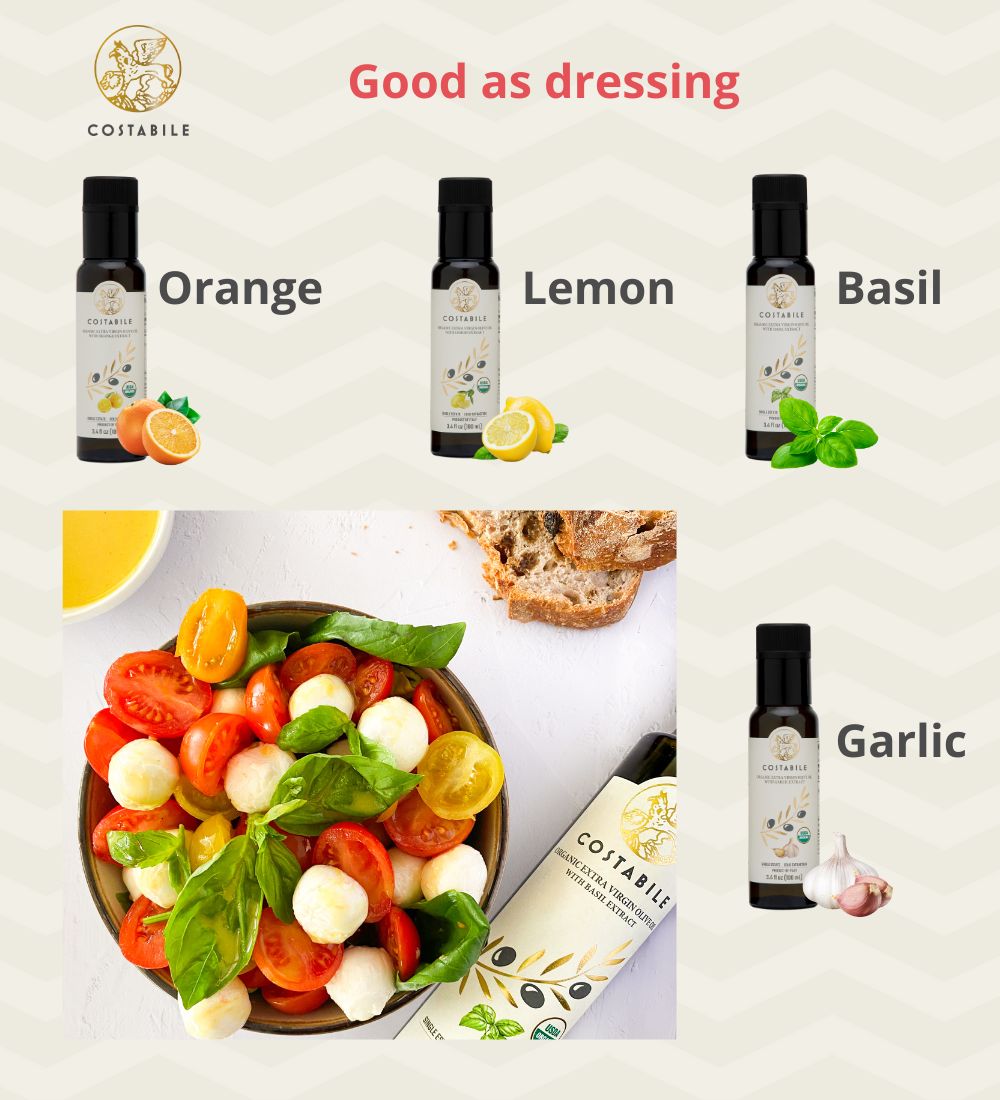 Olive oil Gift set box 5 bottles of infused olive oil extra virgin organic from italy. Flavors basil, orange, lemon garlic, hot chili peppers that Can be used as cooking oil gift