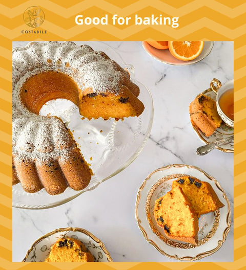 Pumpkin orange cake made with Orange olive oil infused extra virgin from Puglia Italy - Costabile